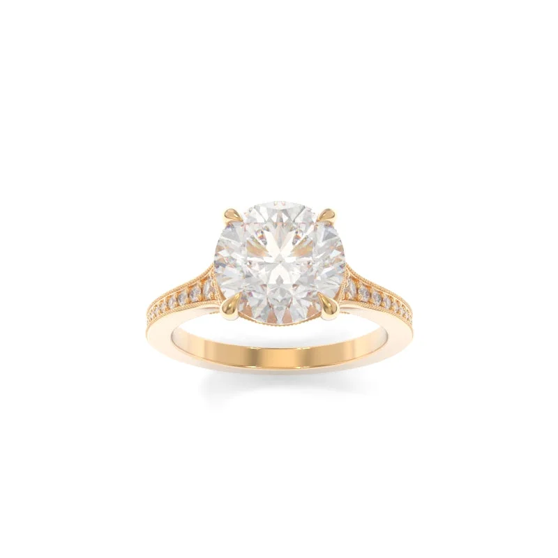 Engagement rings with engraved initials inside bands -Viola Ring Round H&A