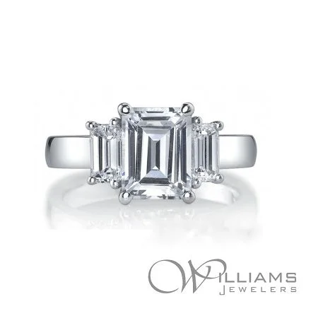 Engagement rings with sunburst aquamarine arrangements -Williams Signature Plat Diamond Engagement Ring