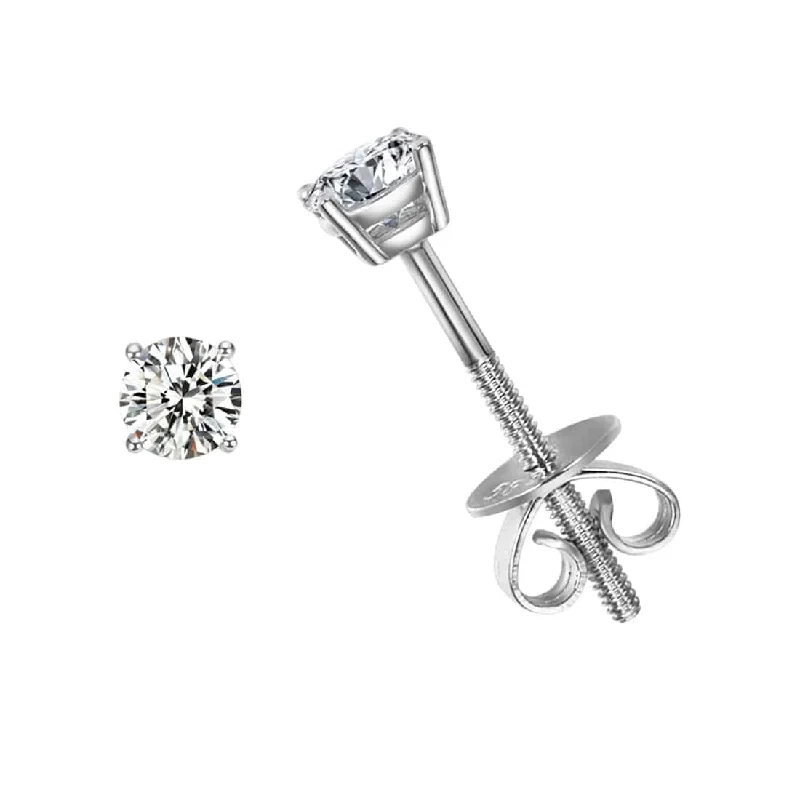 Stud Earrings for Casual Outfit -FANCIME 0.2 cttw Moissanite 14K Solid White Gold Stud Earrings