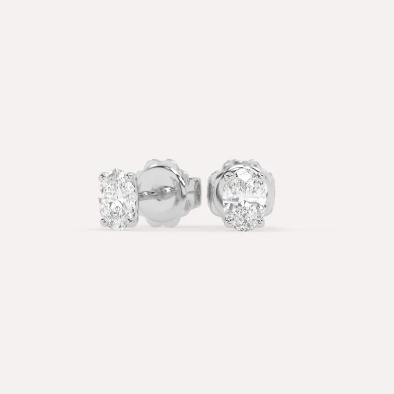 Stud Earrings for Anniversary -1 carat Oval Diamond Stud Earrings LAB