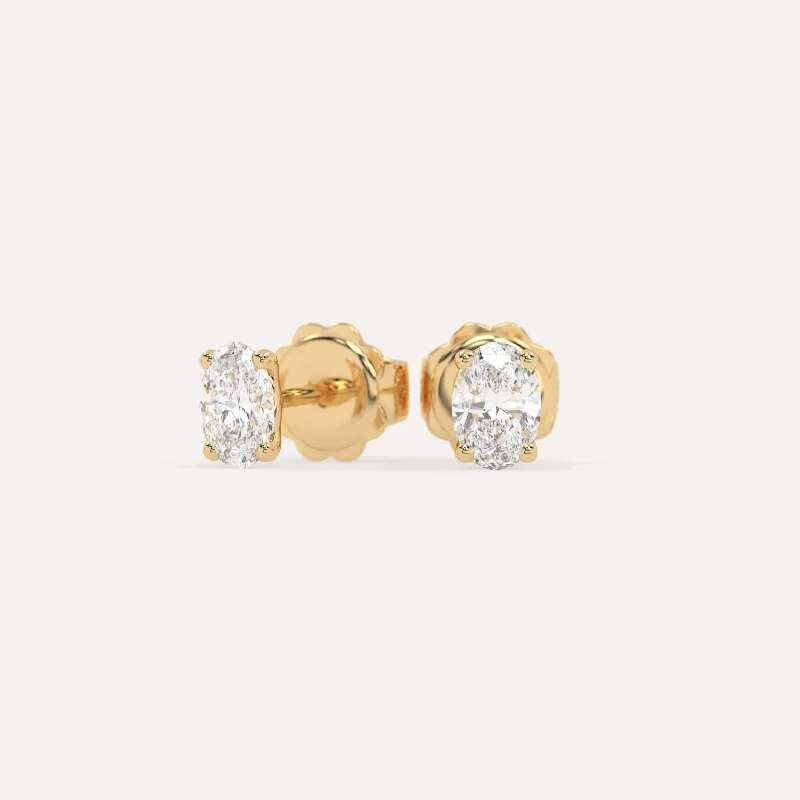 Indian Stud Earrings with Intricacy -1 carat Oval Diamond Stud Earrings LAB