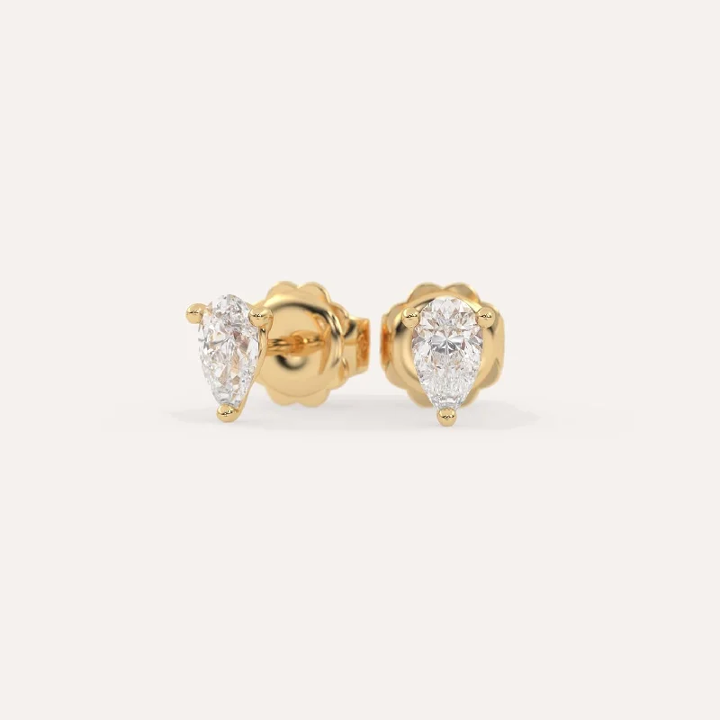 Stud Earrings with Knot Designs -1 carat Pear Diamond Stud Earrings