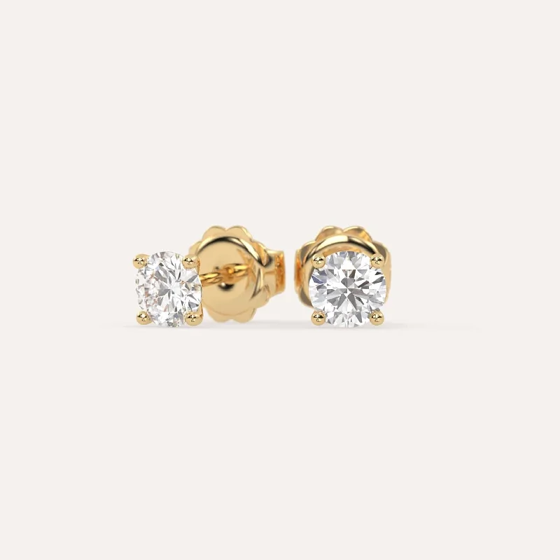 Contemporary Stud Earrings for Fashion -1 carat Round Diamond Stud Earrings LAB