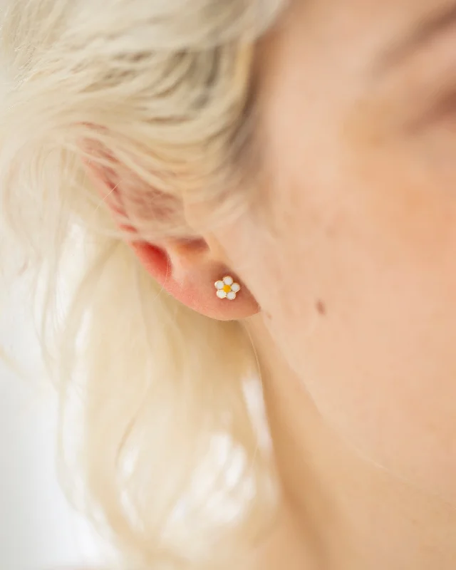 Bohemian Stud Earrings with Tassels -14k Daisy Stud Earrings