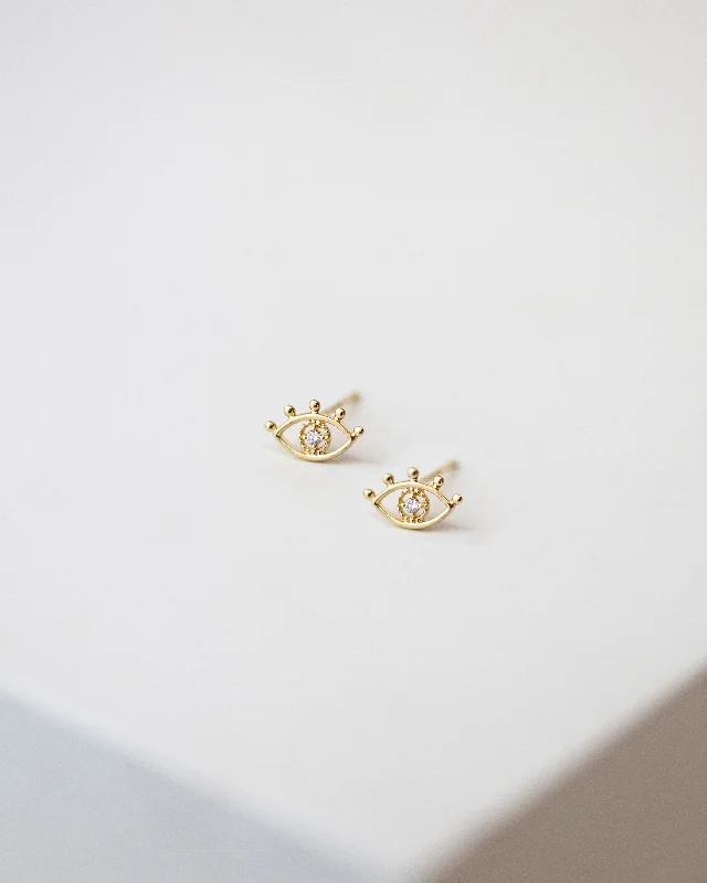 Stud Earrings for Birthday Celebration -14K Gold Evil Eye Stud Earrings