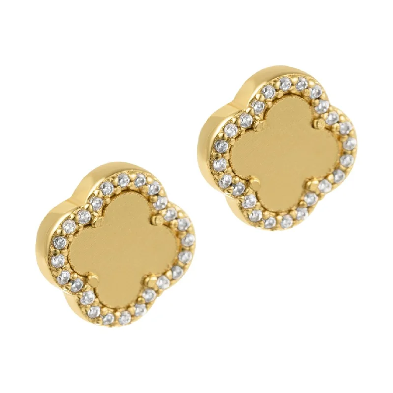 Stud Earrings for Birthday Celebration -14k Gold Plated Clover Halo Stud Earrings