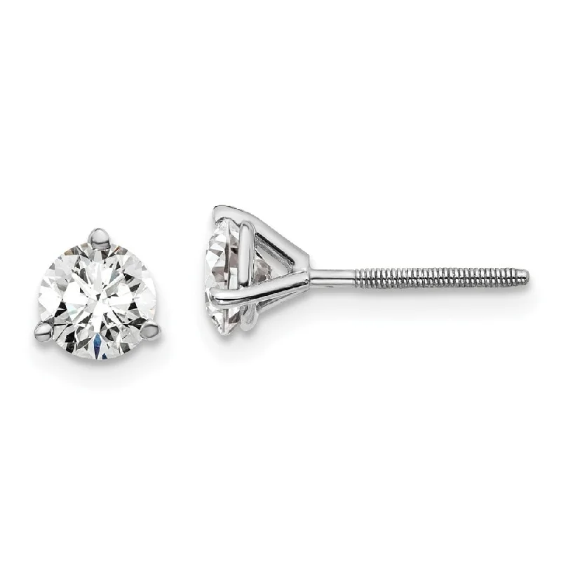 Stud Earrings with Etching -14k White Gold Certified Lab Grown Diamond Stud Earrings (1.00 cttw, Clarity- VS-SI, Color-D-E)