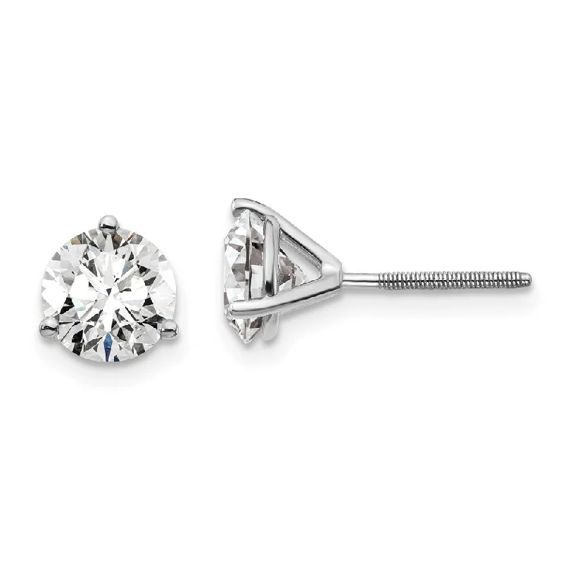 Stud Earrings with Filigree -14k White Gold Certified Lab Grown Diamond Stud Earrings (2.00 cttw, Clarity- SI1-SI2, Color- G-H)