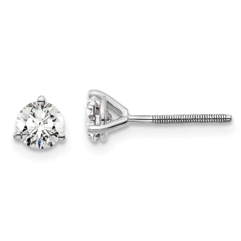 Lightweight Stud Earrings for All Day -14k White Gold Certified Lab Grown Diamond Stud Earrings (2/3 cttw, Clarity- VS-SI, Color-D-E)