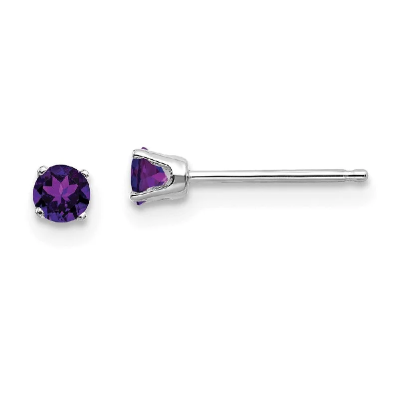 Gemstone Stud Earrings for Color -14k White Gold Gemstone Stud Earrings (L-3 mm, W-3 mm)