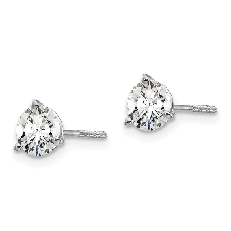 Punk Stud Earrings with Spikes -14k White Gold Lab Grown Diamond Stud Earrings (1.00 cttw, Clarity- VS-SI, Color-D-E)