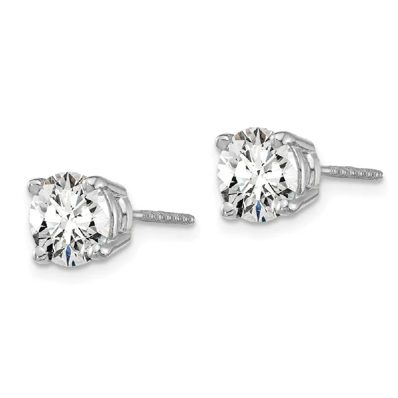 Silver Stud Earrings for Men -14k White Gold Lab Grown Diamond Stud Earrings (2.00 cttw, Clarity- SI1-SI2, Color- G-H)