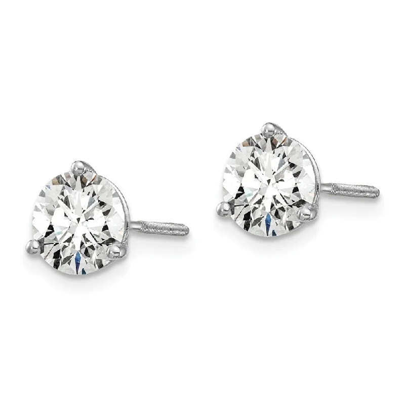 Stud Earrings with Wave Designs -14k White Gold Lab Grown Diamond Stud Earrings (2.00 cttw, Clarity- SI1-SI2, Color- G-H)