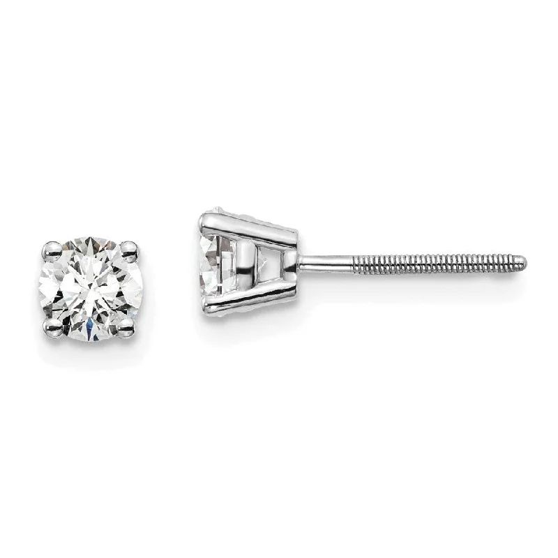 Hippie Stud Earrings with Beads -14k White Gold Lab Grown Diamond Stud Earrings (2/3 cttw, Clarity- VS-SI, Color-D-E)