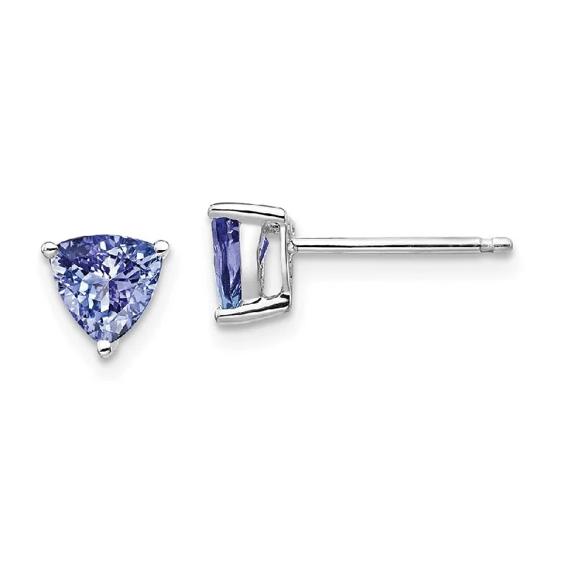 Adjustable Stud Earrings for Custom Fit -14k White Gold Tanzanite Stud Earrings (L-6 mm, W-6 mm)