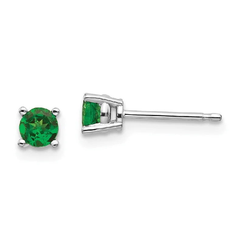 Nickel Free Stud Earrings for Safety -14k White Gold Tsavorite Stud Earrings (L-4 mm, W-4 mm)