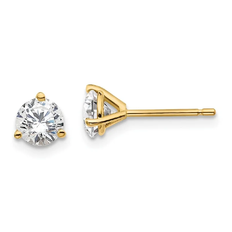 Triple Stud Earrings for Layered -14k Yellow Gold Certified Lab Grown Diamond Stud Earrings (1.00 cttw, Clarity- SI1-SI2, Color- G-H)