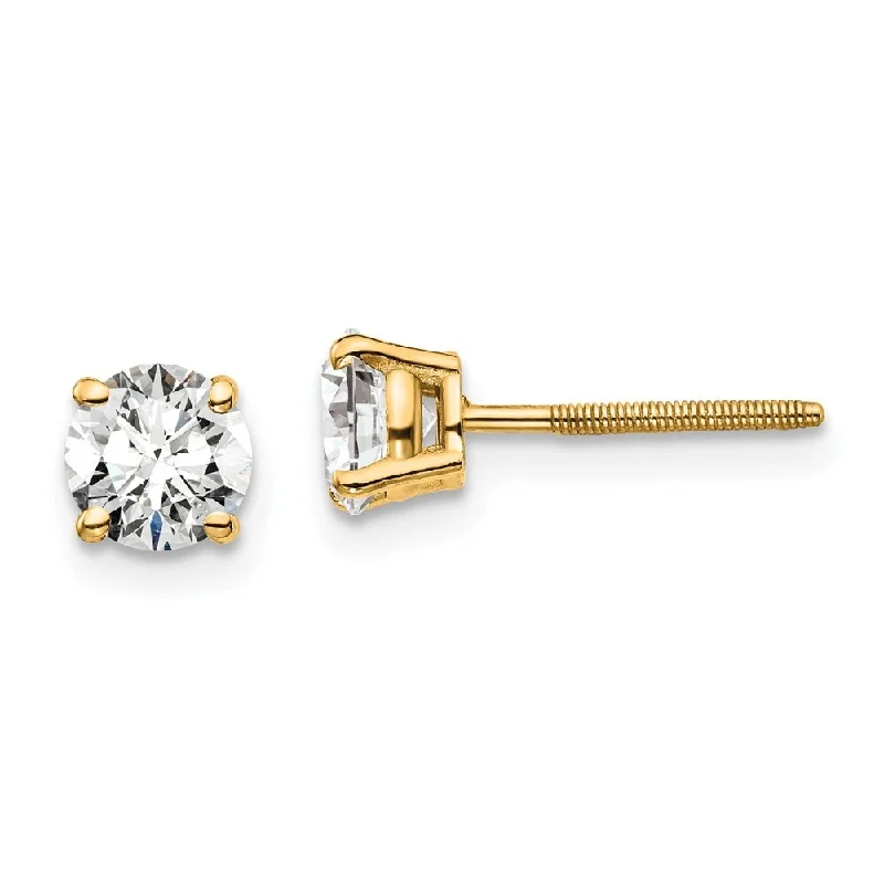 Stud Earrings with Floral Motifs -14k Yellow Gold Certified Lab Grown Diamond Stud Earrings (1.00 cttw, Clarity- SI1-SI2, Color- G-H)