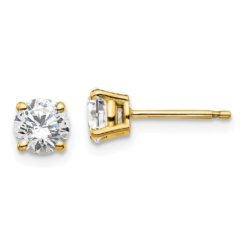 Screw Back Stud Earrings for Security -14k Yellow Gold Certified Lab Grown Diamond Stud Earrings (1.00 cttw, Clarity- VS-SI, Color-D-E)