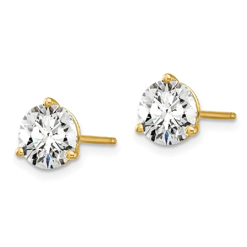 Stud Earrings for Everyday Glamour -14k Yellow Gold Certified Lab Grown Diamond Stud Earrings (1.50 cttw, Clarity- SI1-SI2, Color- G-H)