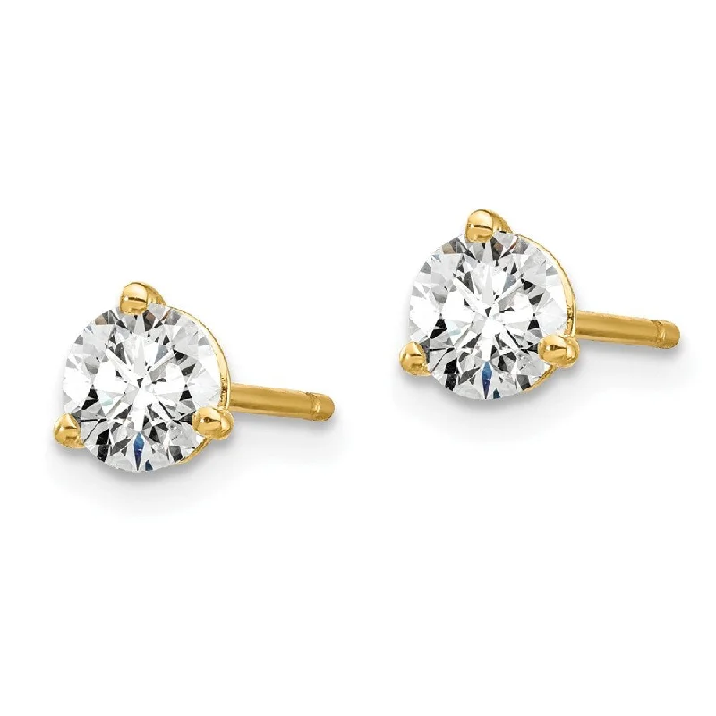 Punk Stud Earrings with Spikes -14k Yellow Gold Certified Lab Grown Diamond Stud Earrings (2/3 cttw, Clarity- VS-SI, Color-D-E)