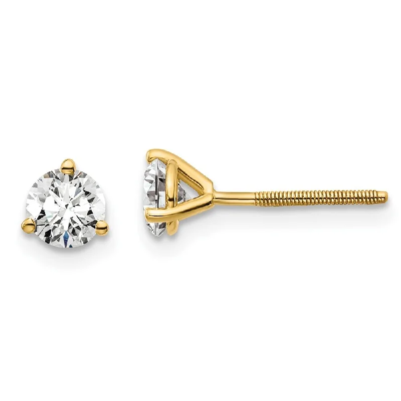 Heavy Duty Stud Earrings for Durability -14k Yellow Gold Certified Lab Grown Diamond Stud Earrings (2/3 cttw, Clarity- VS-SI, Color-D-E)