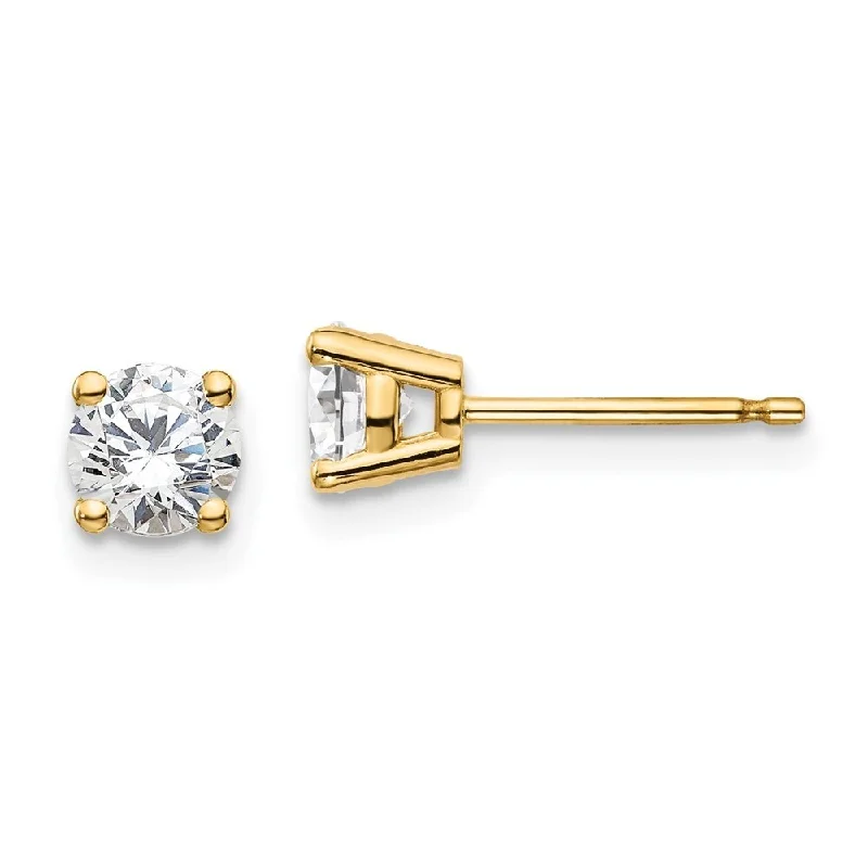 Stud Earrings for Party Look -14k Yellow Gold Certified Lab Grown Diamond Stud Earrings (3/4 cttw, Clarity- VS-SI, Color-D-E)