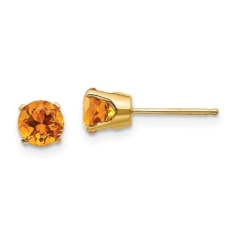 Lead Free Stud Earrings for Health -14k Yellow Gold Citrine Stud Earrings - November (L-5 mm, W-5 mm)