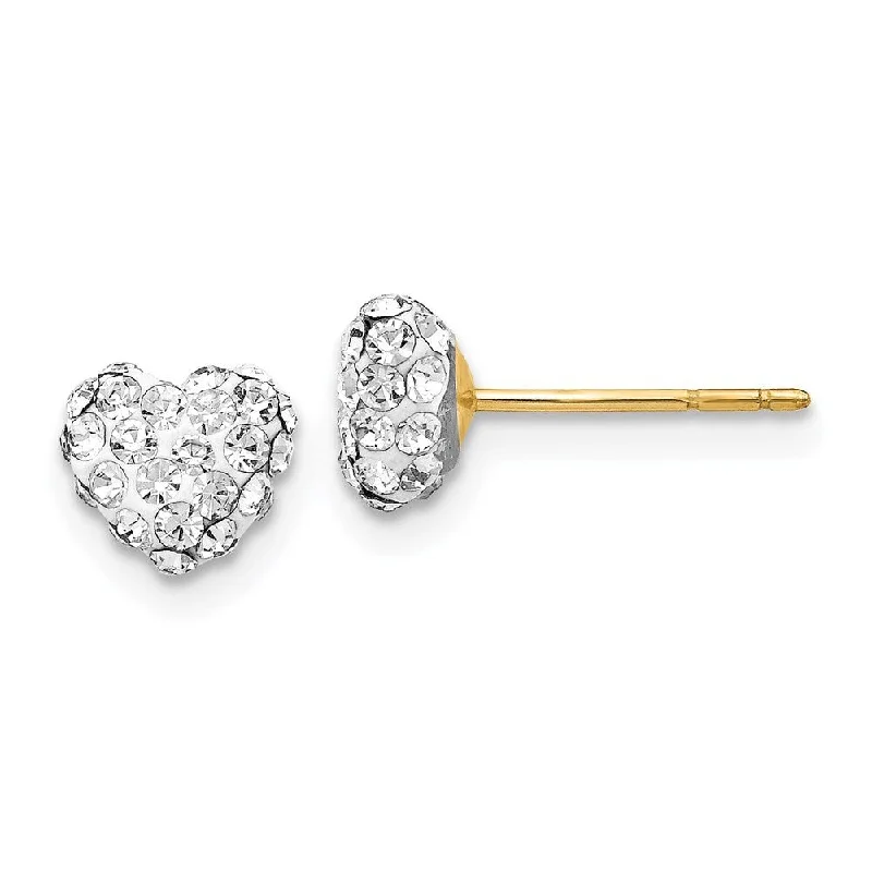 Star Shaped Stud Earrings for Charm -14k Yellow Gold Crystal Heart Stud Earrings (L-5 mm, W-6 mm)