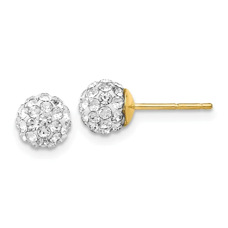 Detachable Stud Earrings with Charms -14k Yellow Gold Crystal Stud Earrings (L-7 mm, W-7 mm)