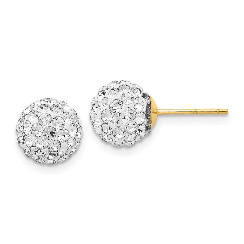 Stud Earrings for Office Wear -14k Yellow Gold Crystal Stud Earrings (L-9 mm, W-9 mm)