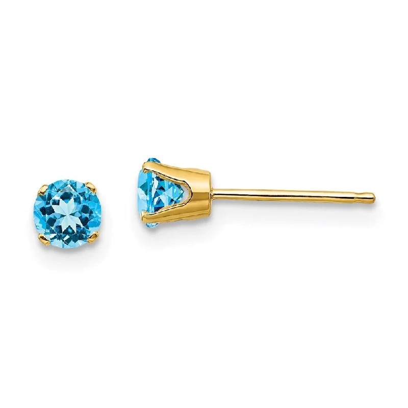 Geometric Stud Earrings for Trend -14k Yellow Gold December Blue Gemstone Stud Earrings (L-4 mm, W-4 mm)