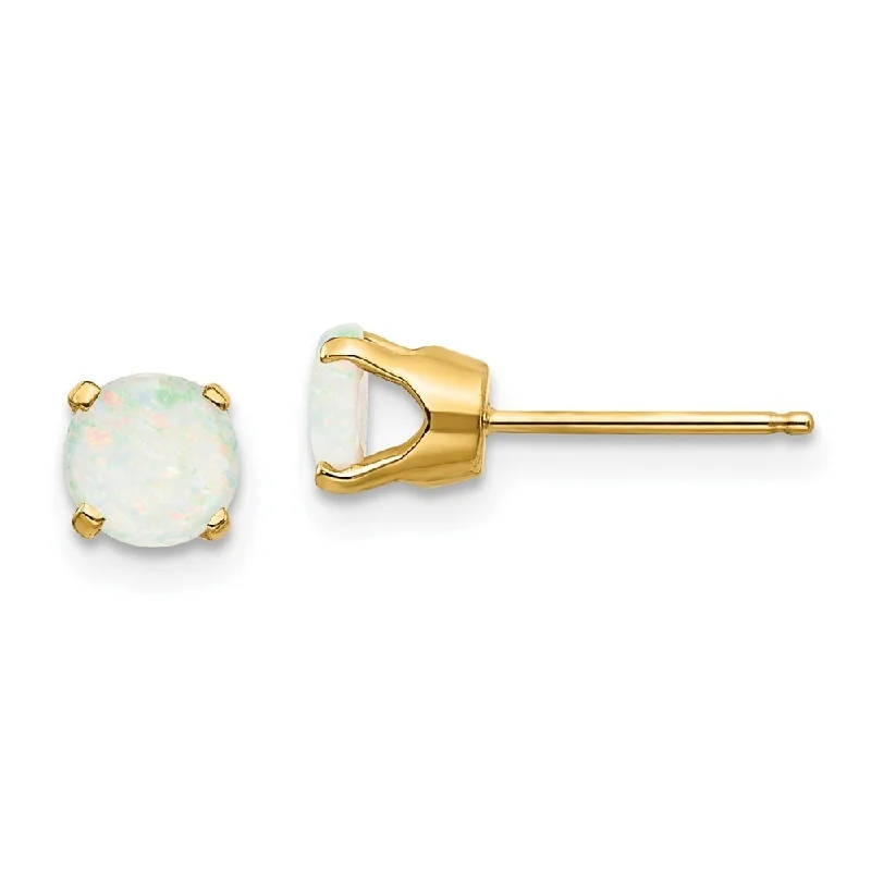 African Stud Earrings with Culture -14k Yellow Gold Gemstone Stud Earrings - October (L-5 mm, W-5 mm)