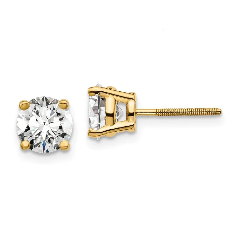 Indian Stud Earrings with Intricacy -14k Yellow Gold Lab Grown Diamond Stud Earrings (2.00 cttw, Clarity- SI1-SI2, Color- G-H)