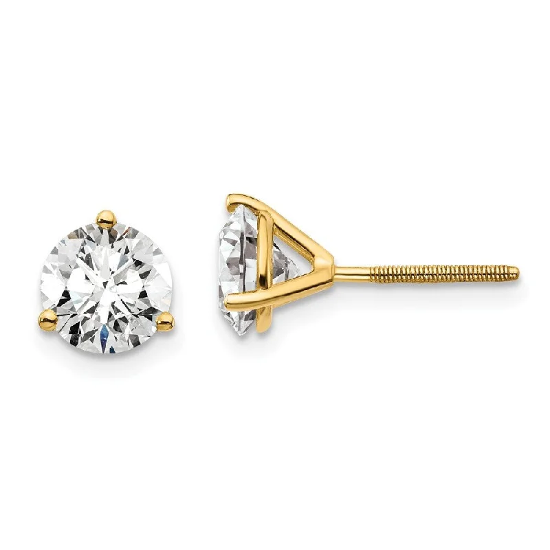 Stud Earrings with Pearls and Diamonds -14k Yellow Gold Lab Grown Diamond Stud Earrings (2.00 cttw, Clarity- SI1-SI2, Color- G-H)