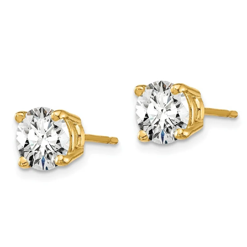 Stud Earrings for Yoga Session -14k Yellow Gold Lab Grown Diamond Stud Earrings (2.00 cttw, Clarity-SI1/SI2, Color- J)