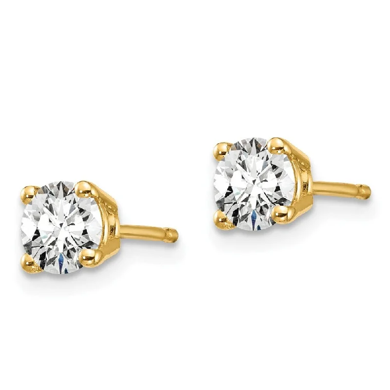 Push Back Stud Earrings for Convenience -14k Yellow Gold Lab Grown Diamond Stud Earrings (2/3 cttw, Clarity- VS-SI, Color-D-E)