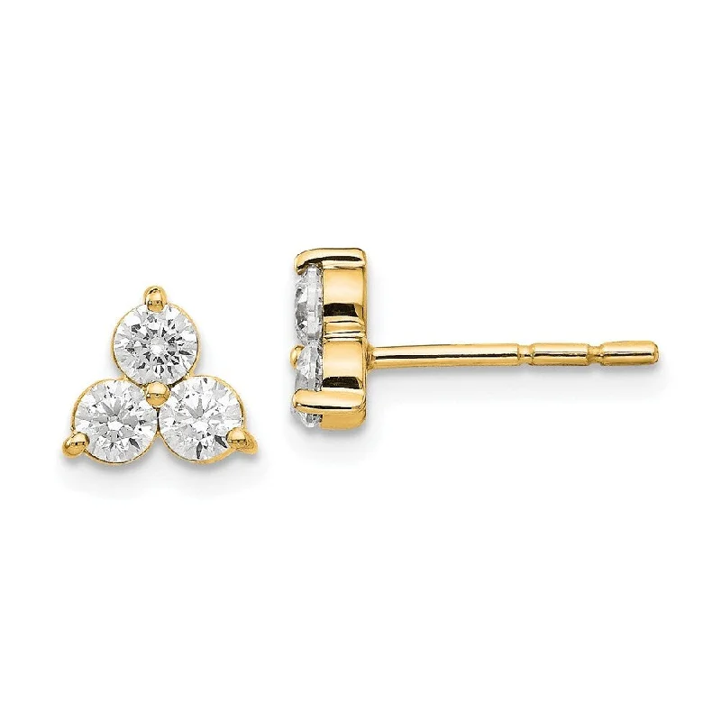 Stud Earrings for Engagement Party -14k Yellow Gold True Origin Lab-Grown Diamond Stud Earrings, (Clarity- VS, Color- E, 0.75 cttw) (L-14 mm, W-6.8 mm)