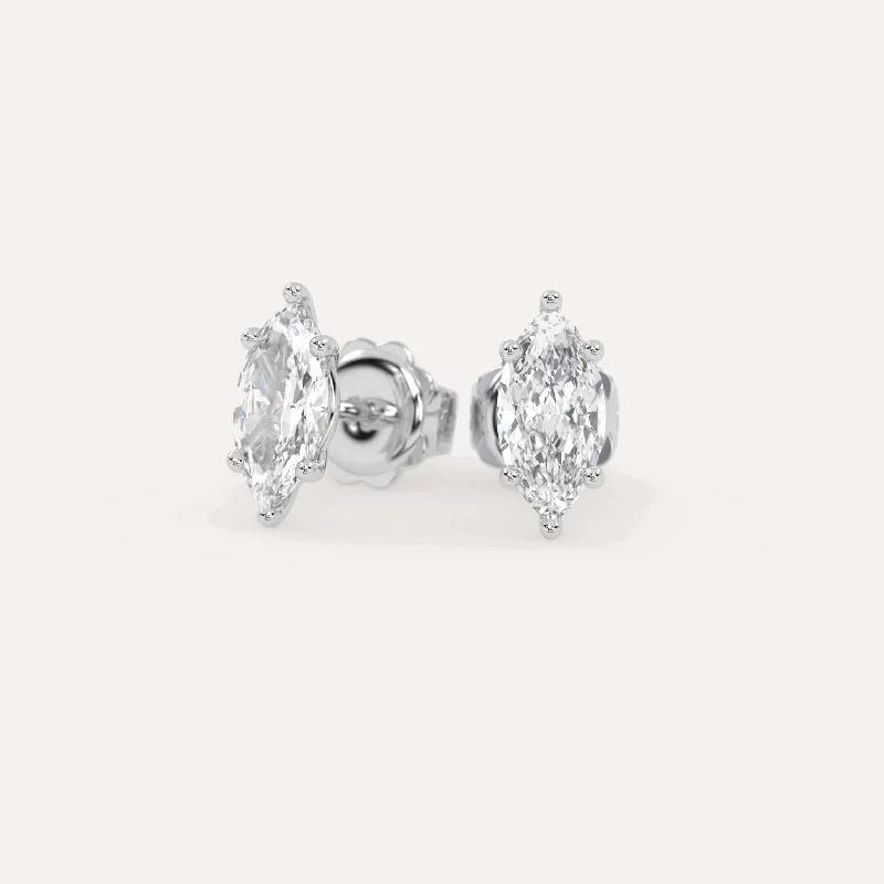 Stud Earrings for Travel Look -2 carat Marquise Diamond Stud Earrings LAB