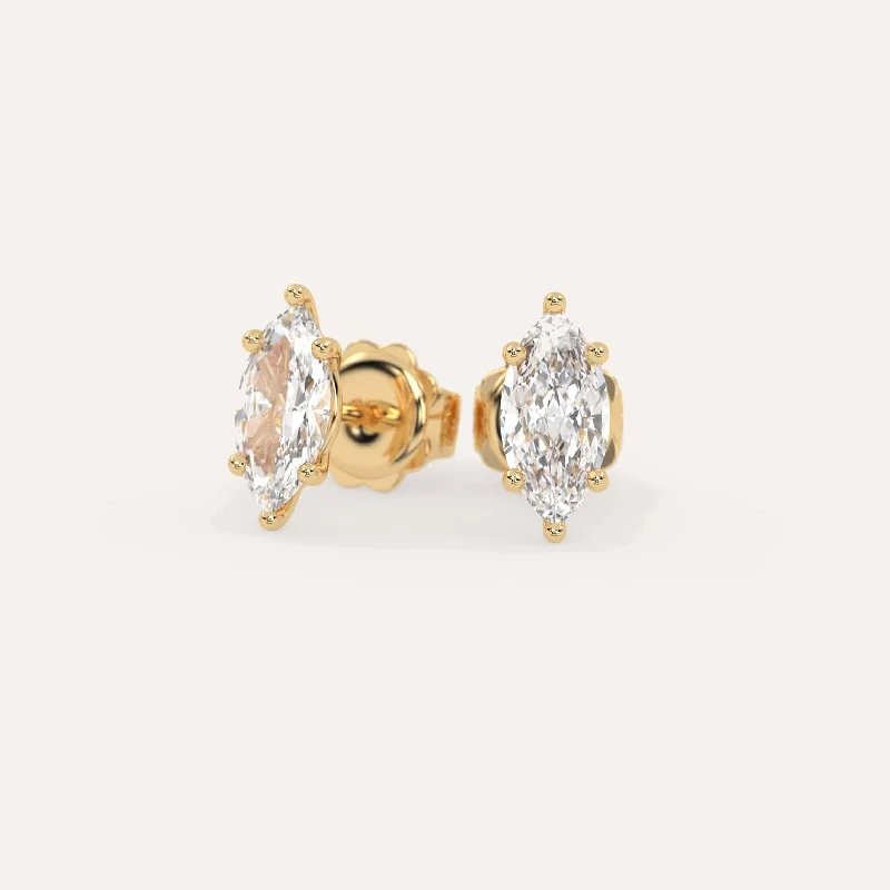 Double Stud Earrings for Impact -2 carat Marquise Diamond Stud Earrings LAB