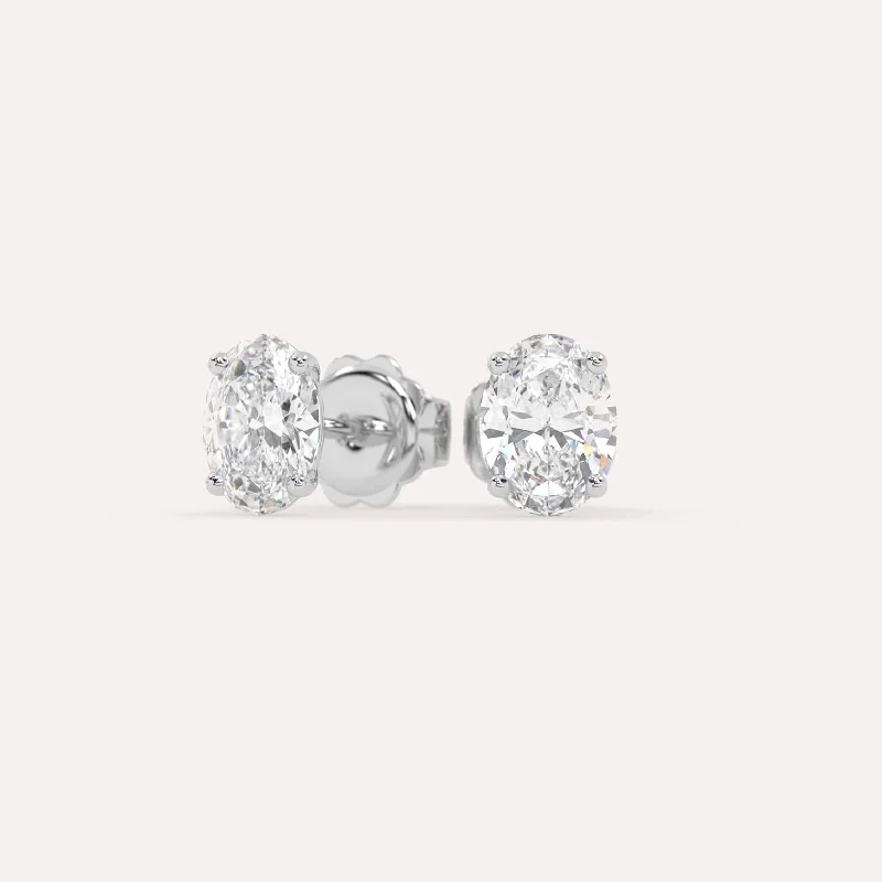 Stud Earrings for Birthday Celebration -2 carat Oval Diamond Stud Earrings LAB