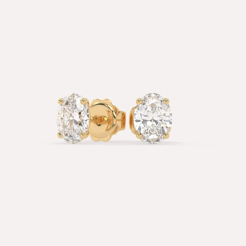 African Stud Earrings with Culture -2 carat Oval Diamond Stud Earrings LAB