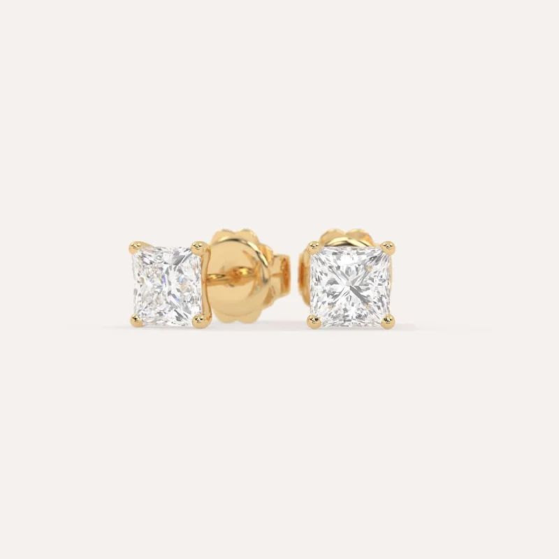 Detachable Stud Earrings with Charms -2 carat Princess Diamond Stud Earrings LAB