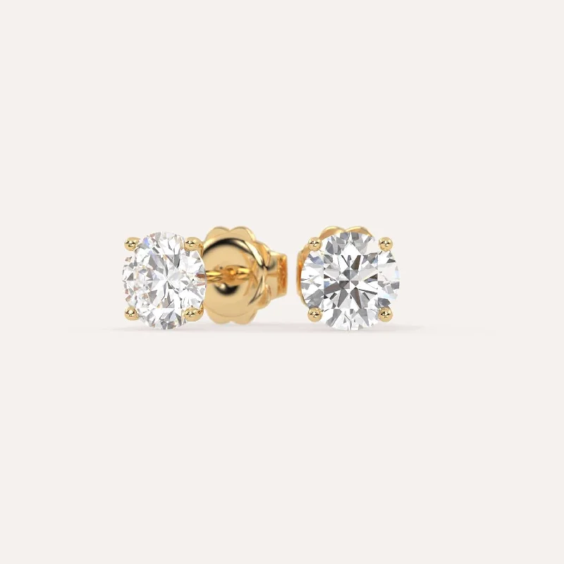 Maximalist Stud Earrings for Bling -2 carat Round Diamond Stud Earrings LAB