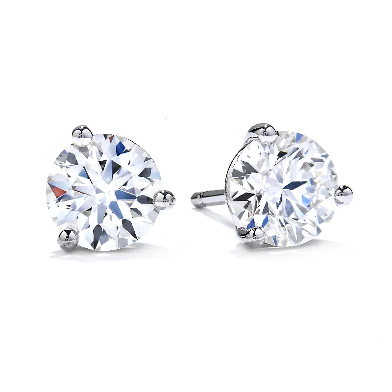 Stud Earrings with Knot Designs -Hearts On Fire .68CTW Diamond Three-Prong Stud Earrings in 18K White Gold