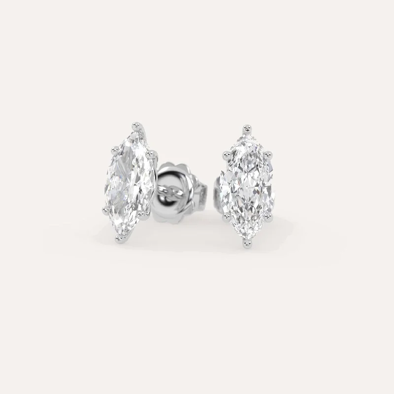 Stud Earrings for Yoga Session -3 carat Marquise Diamond Stud Earrings LAB