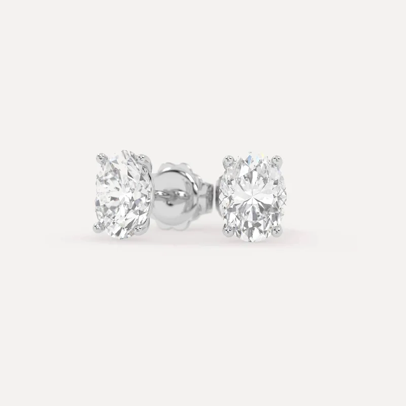 Stud Earrings for Party Look -3 carat Oval Diamond Stud Earrings LAB