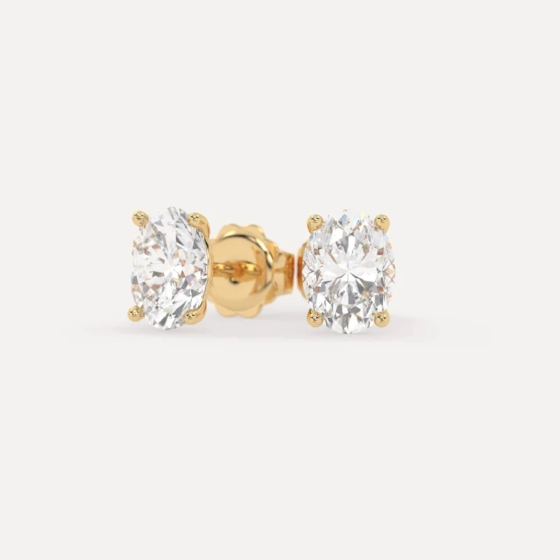 Hypoallergenic Stud Earrings for Sensitive -3 carat Oval Diamond Stud Earrings LAB