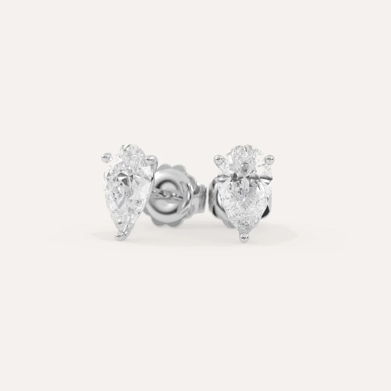 Stud Earrings for Office Wear -3 carat Pear Diamond Stud Earrings LAB