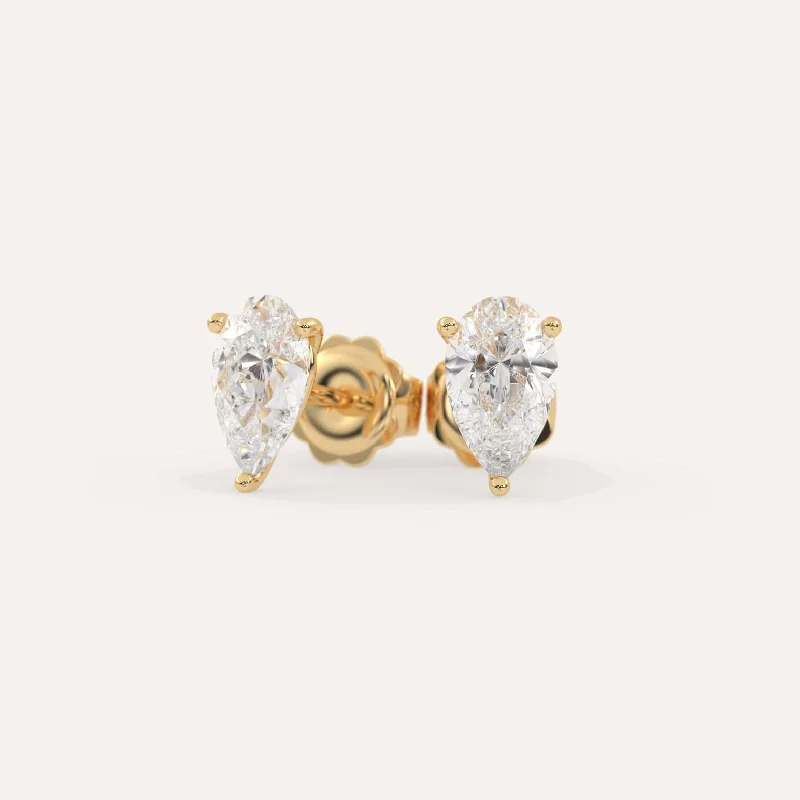 Lightweight Stud Earrings for All Day -3 carat Pear Diamond Stud Earrings LAB